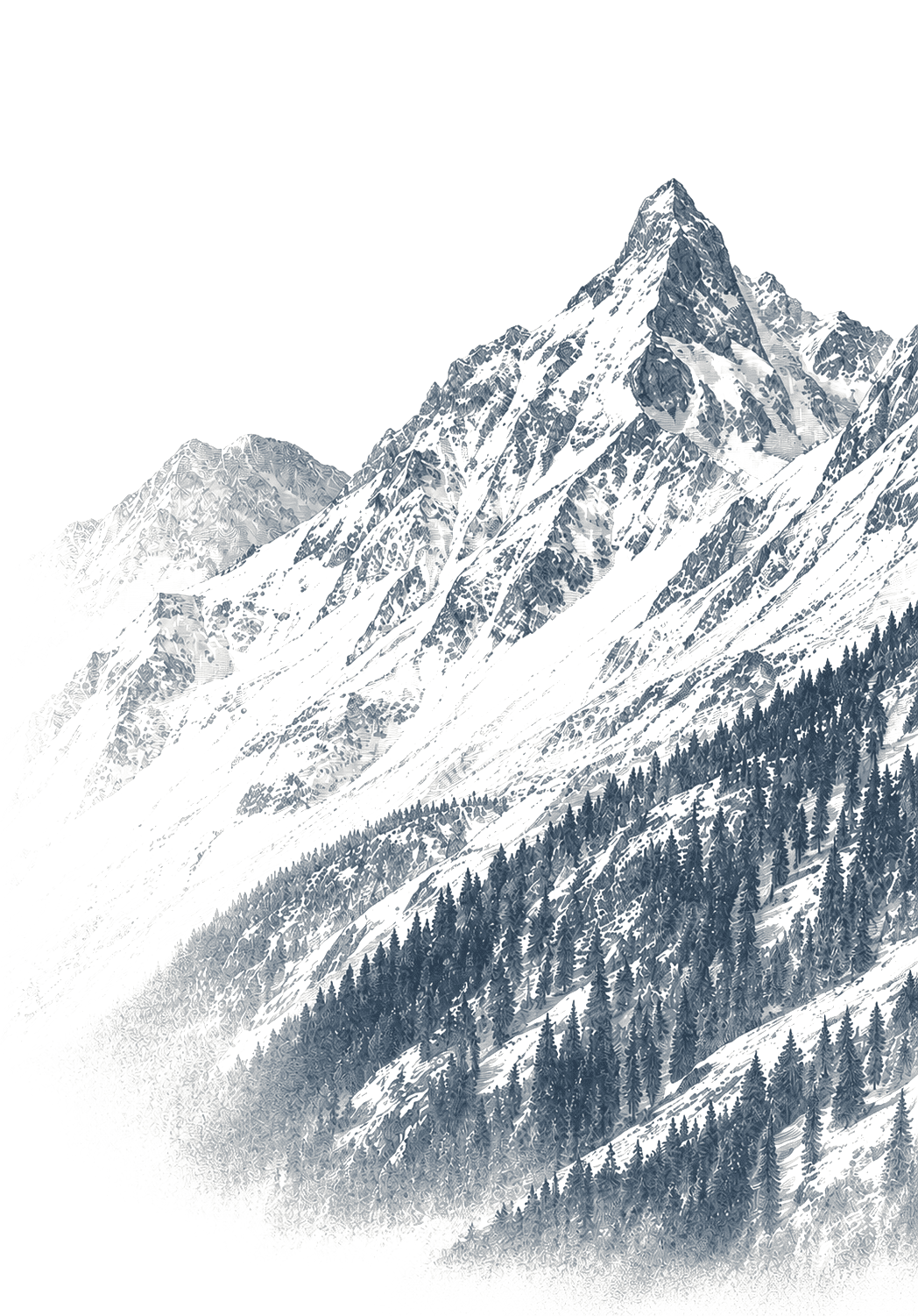 Illustrazione di montagne su sfondo bianco